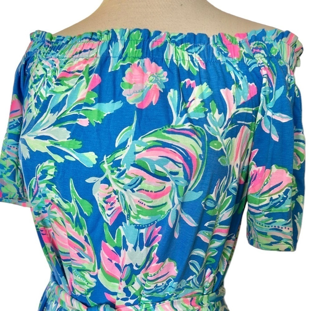 LILLY PULITZER Small Merle Midi dress Blue Flare Fancy Fins - Picture 14 of 15